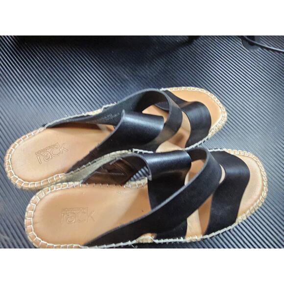 Nordstrom Rack Cressida Platform Wedge PU Leather Black Size 9.5M - Picture 5 of 8